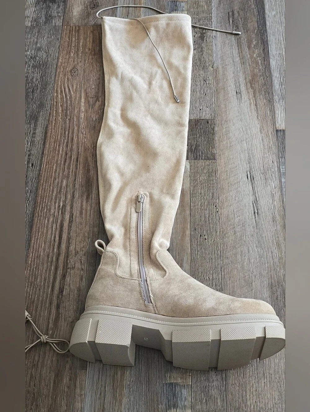 Tan Suede Thigh High Boots Sz 37 NWOT